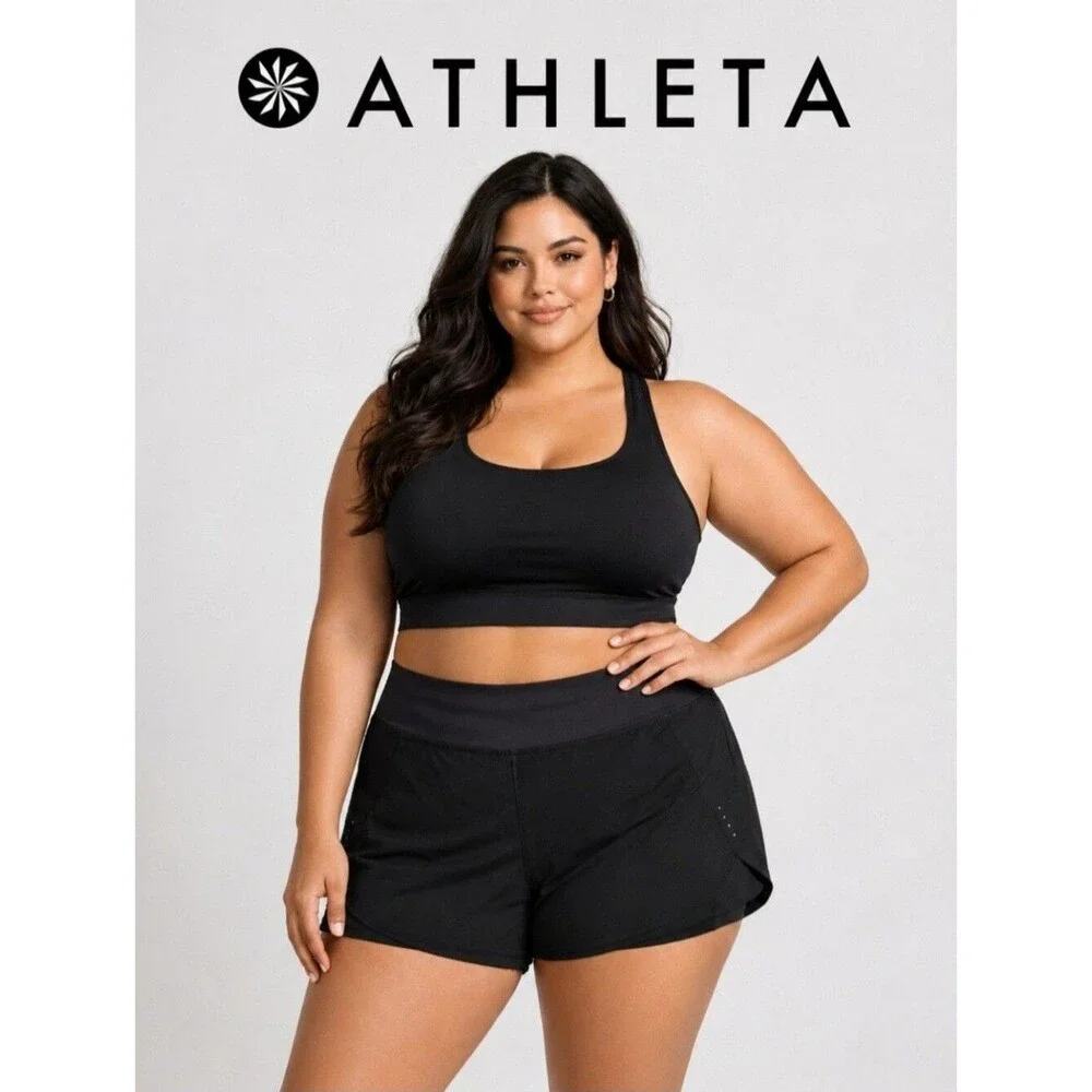 Athleta Run With It Shorts Sz 3X Black Womens NWT 3.5